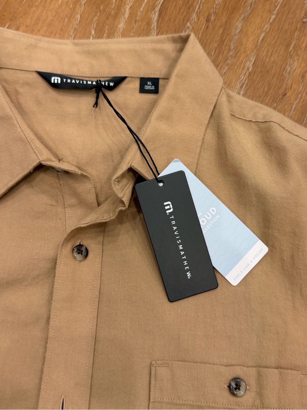 Travis Mathew Men's Tan Casual Button-Down Shirt